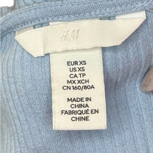 H&M Women’s Light Blue Ruffle Sleeves Robbed Croptop XS - Picture 6 of 7